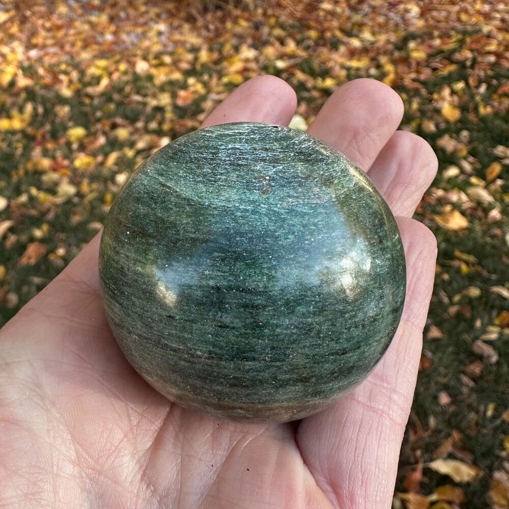 Nephrite Jade Crystal Sphere Green Chakra Stone Includes Tall Black Metal Stand - Picture 15 of 16